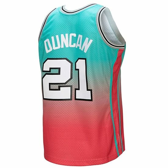 Best deal ๐งจ Unbranded Men's Mitchell & Ness Tim Duncan Pink/Teal San Antonio Spurs 1998/99 Hardwood Classics Fadeaway Swingman Player Jersey ๐ - Image 4