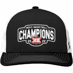 Coupon 👍 Unbranded Men's Zephyr Black/White Kansas Jayhawks 2022 Big 12 Men's 🏀 Basketball Conference Tournament Champions Locker Room Adjustable Hat ✨