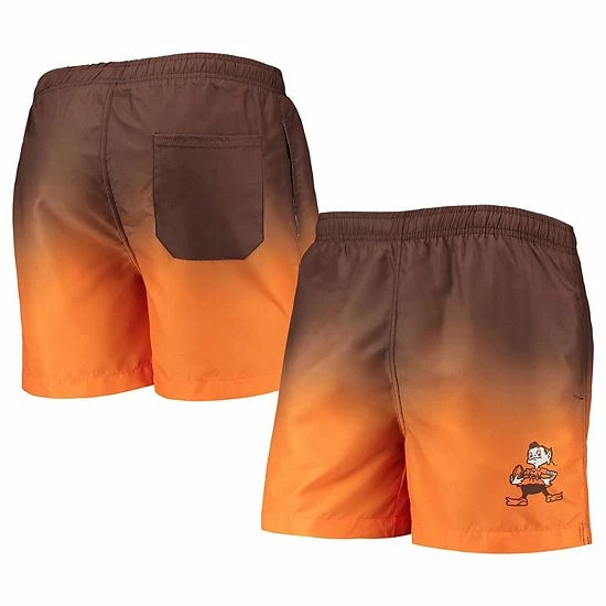 New โจ Unbranded Men's FOCO Brown/Orange Cleveland Browns Retro Dip-Dye Swim Shorts ๐ - Image 2