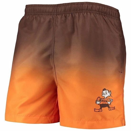 New โจ Unbranded Men's FOCO Brown/Orange Cleveland Browns Retro Dip-Dye Swim Shorts ๐ - Image 3