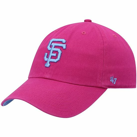 Discount โค๏ธ Unbranded Men's '47 Pink San Francisco Giants Periwinkle Orchid Undervisor Clean Up Adjustable Hat ๐