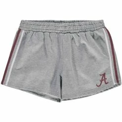 Outlet 🥰 Unbranded 👩 Women's Heathered Gray Alabama Crimson Tide Plus Size 2-Stripes Shorts 😉