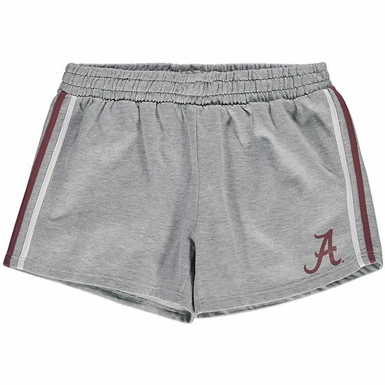 Outlet 🥰 Unbranded 👩 Women's Heathered Gray Alabama Crimson Tide Plus Size 2-Stripes Shorts 😉