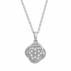 Flash Sale ⭐ Unbranded Sterling Silver 1/10 Carat T.W. Diamond Knot Pendant Necklace Silver Tone 🎉