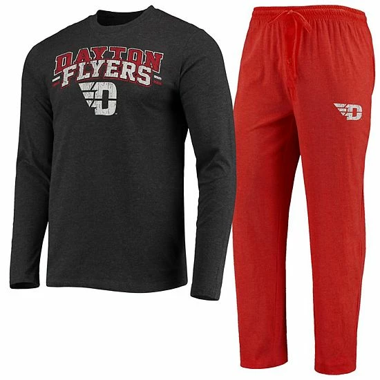Outlet 🌟 Unbranded Men's Concepts Sport Red/Heathered Charcoal Dayton Flyers Meter Long Sleeve T-Shirt & Pants Sleep Set 🧨