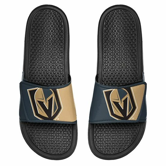 Promo 🔥 Unbranded Youth FOCO Vegas Golden Knights Colorblock Big Logo Legacy Slide 🩴 Sandals ✨