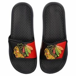 Flash Sale 😍 Unbranded Youth FOCO Chicago Blackhawks Colorblock Big Logo Legacy Slide 🩴 Sandals 🎁