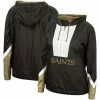 Hot Sale ✨ Unbranded 👩 Women's Mitchell & Ness Black New Orleans Saints Half-Zip Windbreaker Hoodie 🥰