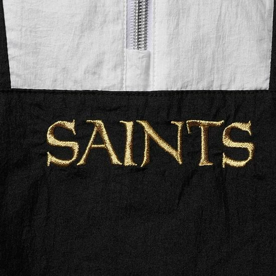 Hot Sale ✨ Unbranded 👩 Women's Mitchell & Ness Black New Orleans Saints Half-Zip Windbreaker Hoodie 🥰 - Image 5
