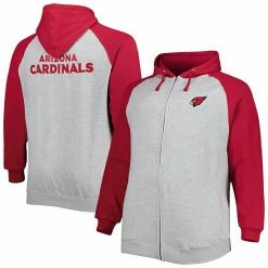 Coupon 🌟 Unbranded Men's Heather Gray Arizona Cardinals Big & Tall Fleece Raglan Full-Zip Hoodie Jacket ⌛
