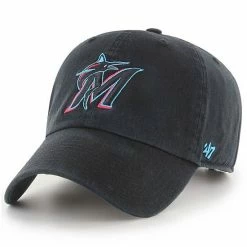 Cheap ✨ Unbranded Men's '47 Black Miami Marlins Clean Up Adjustable Hat 👍
