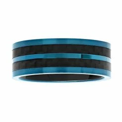 Best deal ✔️ Unbranded Men's Two-Tone Blue & Black Stainless Steel Stripe Band 👍