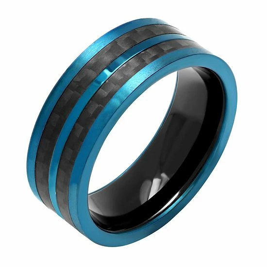 Best deal โ๏ธ Unbranded Men's Two-Tone Blue & Black Stainless Steel Stripe Band ๐ - Image 2