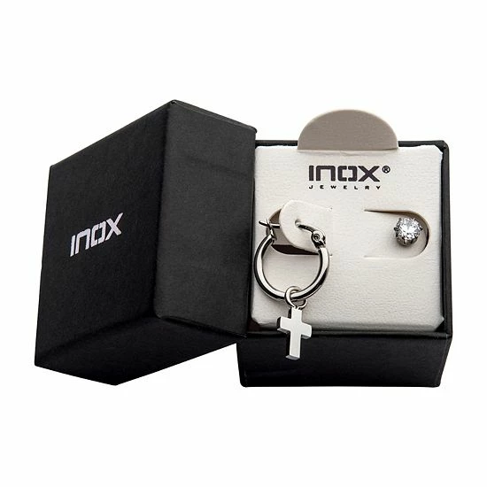 Brand new ❤️ Unbranded Cross Hoop Drop & Cubic Zirconia Stud Mismatched Earrings Black 💯 - Image 2