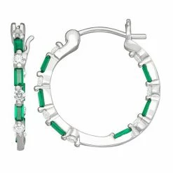 Wholesale 🔥 Unbranded Sterling Silver Lab-Created Gemstone Hoop Earrings Ruby 🎉