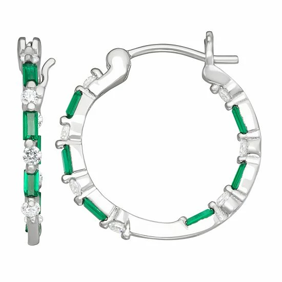 Wholesale 🔥 Unbranded Sterling Silver Lab-Created Gemstone Hoop Earrings Ruby 🎉