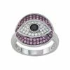 Cheapest 🌟 Unbranded Sterling Silver Lab-Created Ruby & Cubic Zirconia Evil Eye Ring ⭐