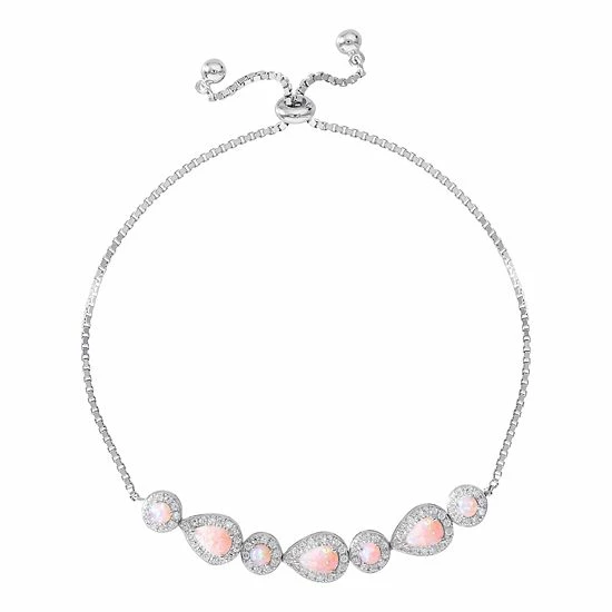 Hot Sale 👍 Unbranded Sterling Silver Lab-Created Opal Adjustable Bracelet 🤩