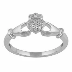 Wholesale 🥰 Unbranded Sterling Silver 1/10 Carat T.W. Diamond Claddagh Ring ✔️