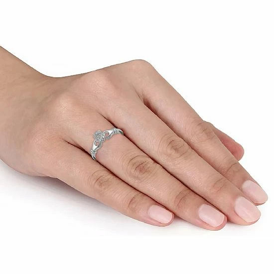 Wholesale 🥰 Unbranded Sterling Silver 1/10 Carat T.W. Diamond Claddagh Ring ✔️ - Image 3