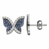 Discount 👏 Unbranded Sterling Silver Lab-Created Blue & White Sapphire Butterfly Stud Earrings 🎁