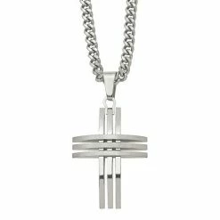 Buy 🤩 Unbranded Men's Stainless Steel Cross Pendant Necklace 😍