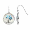 Cheap 🤩 Unbranded Sterling Silver 👩 Mother-of-Pearl & Lab-Created Blue Opal Palm Tree Disc Drop Earrings 😍