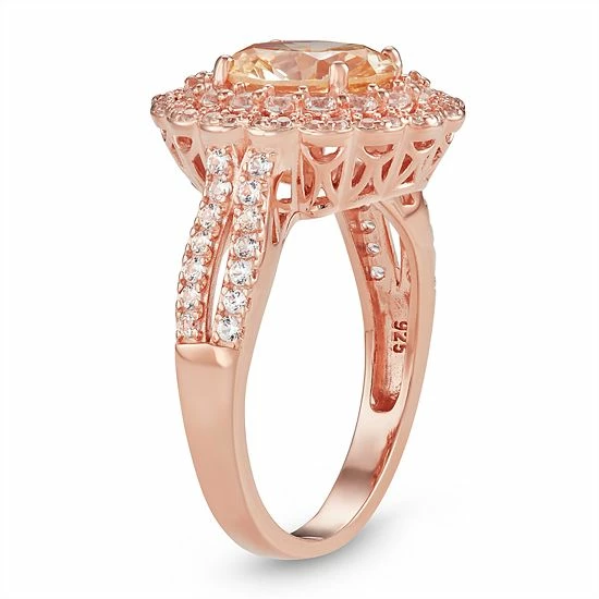 Discount 😀 Unbranded 14k Rose Gold Over Silver Champagne Cubic Zirconia & Lab-Created White Sapphire Ring 💯 - Image 2