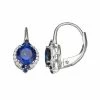 Promo ⭐ Unbranded Sterling Silver Lab-Created Sapphire Leverback Earrings 👍