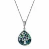 Best deal ❤️ Unbranded Sterling Silver Simulated Opal Tree Of Life Teardrop Pendant Necklace 👏