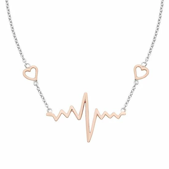 Cheapest 🛒 Unbranded Two Tone Sterling Silver Heartbeat Necklace 🎉