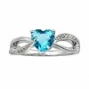 Coupon 😉 Unbranded Sterling Silver Blue Topaz And Diamond Accent Heart Bypass Ring 🌟