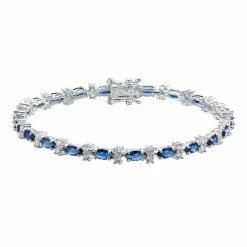 Wholesale 😀 Unbranded Sterling Silver Blue & White Cubic Zirconia Tennis Bracelet ❤️