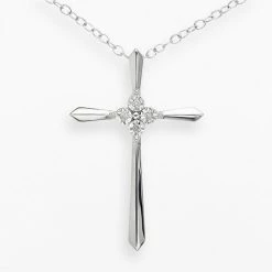 Buy 🤩 Unbranded Sterling Silver Diamond Accent Cross Pendant 👍