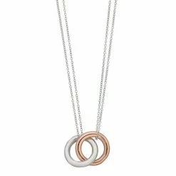 Deals 👍 Unbranded Sterling Silver Interlocking Circles With Double Chain Necklace Two Tone ❤️
