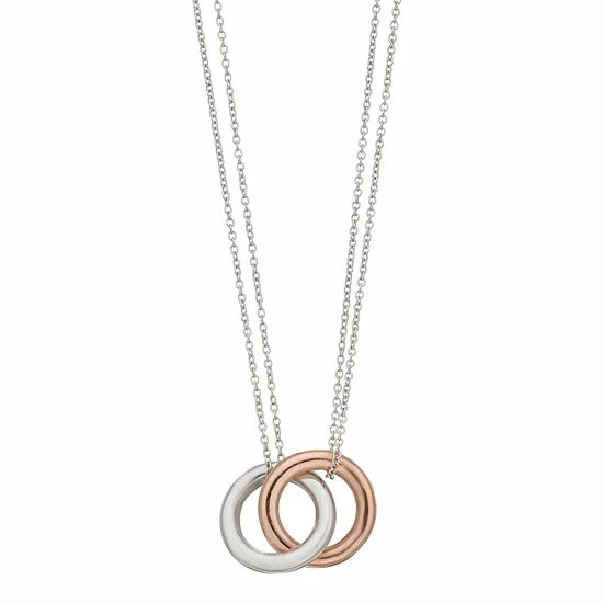 Deals 👍 Unbranded Sterling Silver Interlocking Circles With Double Chain Necklace Two Tone ❤️ - Image 2