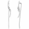 Coupon 🌟 Unbranded 10k White Gold Diamond Accent Climber French Wire Earrings ⌛