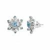 Discount 👍 Unbranded Sterling Silver Round Blue Topaz & White Zircon Snowflake Stud Earrings 🧨