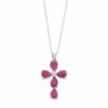 Hot Sale ✨ Unbranded Sterling Silver Ruby & White Zircon Cross Pendant Necklace 🎉