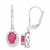 Deals 🎉 Unbranded Sterling Silver Ruby & Cubic Zirconia Oval Drop Earrings 🧨