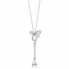 Best deal 🎉 Unbranded Sterling Silver Lab-Created White Sapphire Bow Drop Pendant Necklace 👏