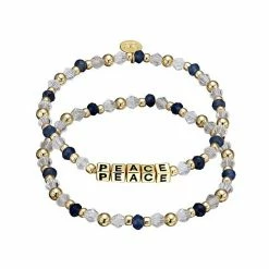 Wholesale ❤️ Unbranded Crystal & 18k Gold Plated Bead "Peace" Stretch Bracelet Duo Set 🤩