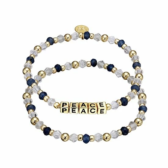 Wholesale โค๏ธ Unbranded Crystal & 18k Gold Plated Bead "Peace" Stretch Bracelet Duo Set ๐คฉ