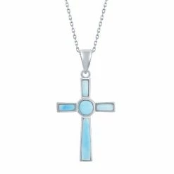 Wholesale 👍 Unbranded Sterling Silver Larimar Cross Pendant Necklace 😉