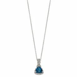 Promo 😉 Unbranded Sterling Silver Triangle Cut London Blue Topaz Pendant Necklace 😉