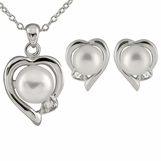Best deal ๐ฏ Unbranded Sterling Silver Freshwater Cultured Pearl Heart Pendant & Earring Set โญ