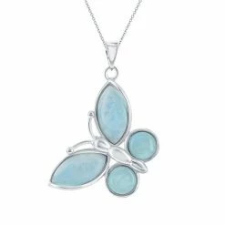 Best Pirce 🎉 Unbranded Sterling Silver Larimar Butterfly Pendant Necklace ⌛