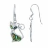 New 😀 Unbranded Sterling Silver Abalone Cat Earrings 🛒