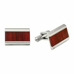 Best Pirce 🤩 Unbranded Men's Stainless Steel Rectangle Koa Wood Cufflinks 😍