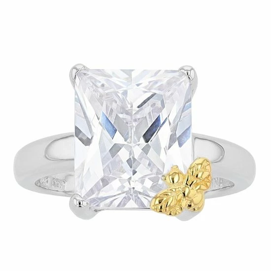 Outlet 🔔 Unbranded Sterling Silver North/South Cubic Zirconia Ring With Bee Accent 🔥